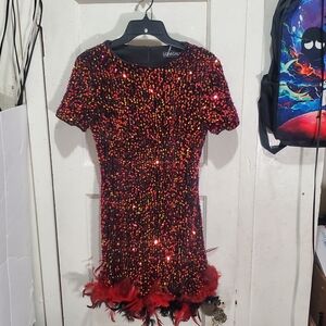Legacy Kids Sparkling Sequin Dance Dress - Red and Black SIZE M
